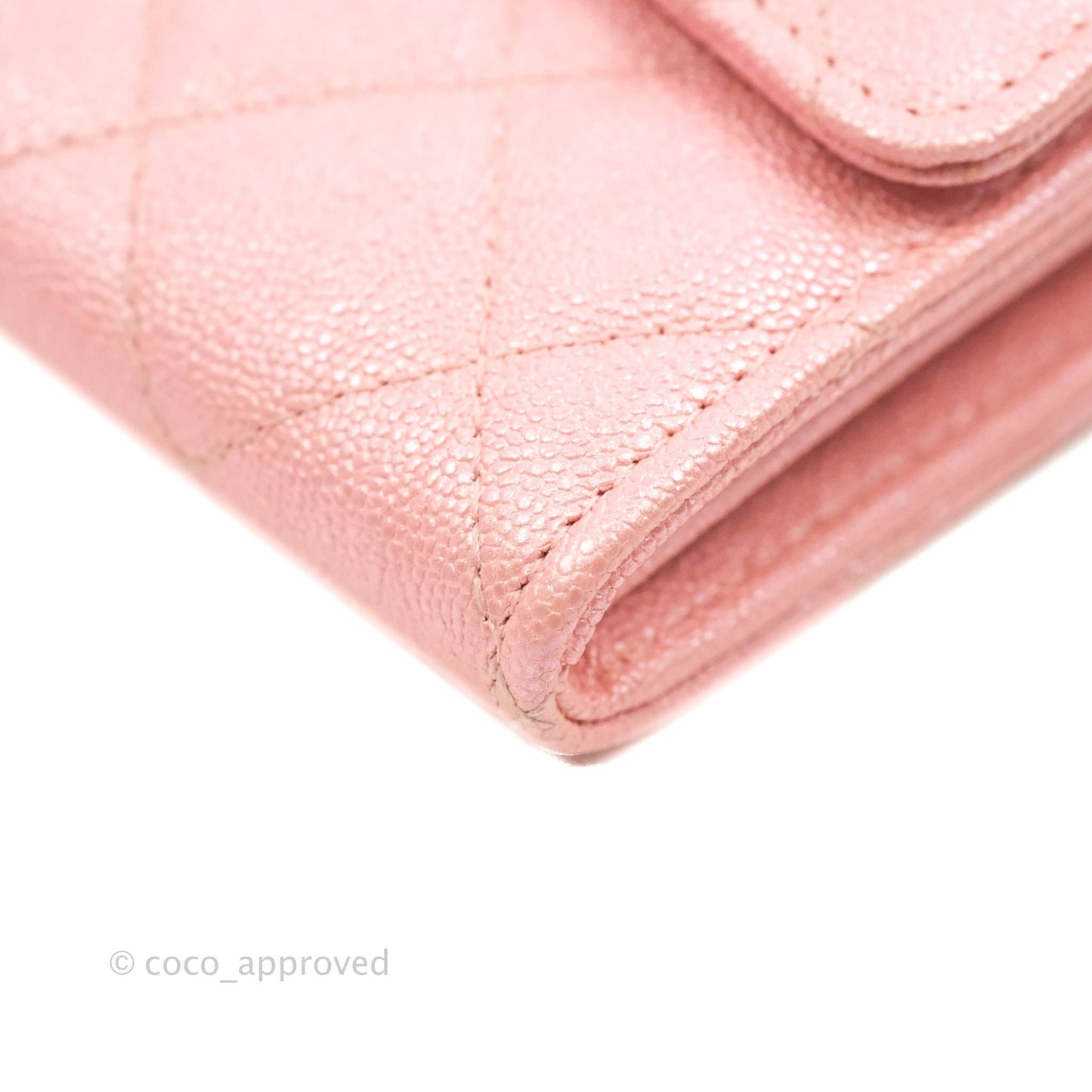 Chanel Mini Quilted Wallet On Chain WOC Caviar Iridescent Pink Gold Hardware 19S