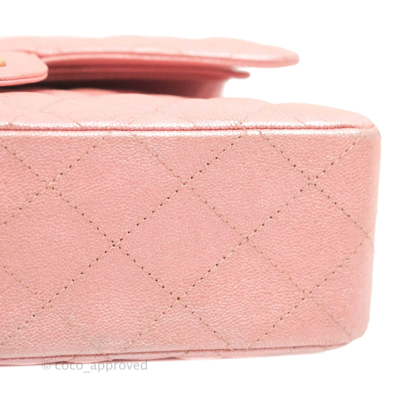 Chanel Small Classic Quilted Flap Iridescent Pink Caviar Gold Hardware 19S