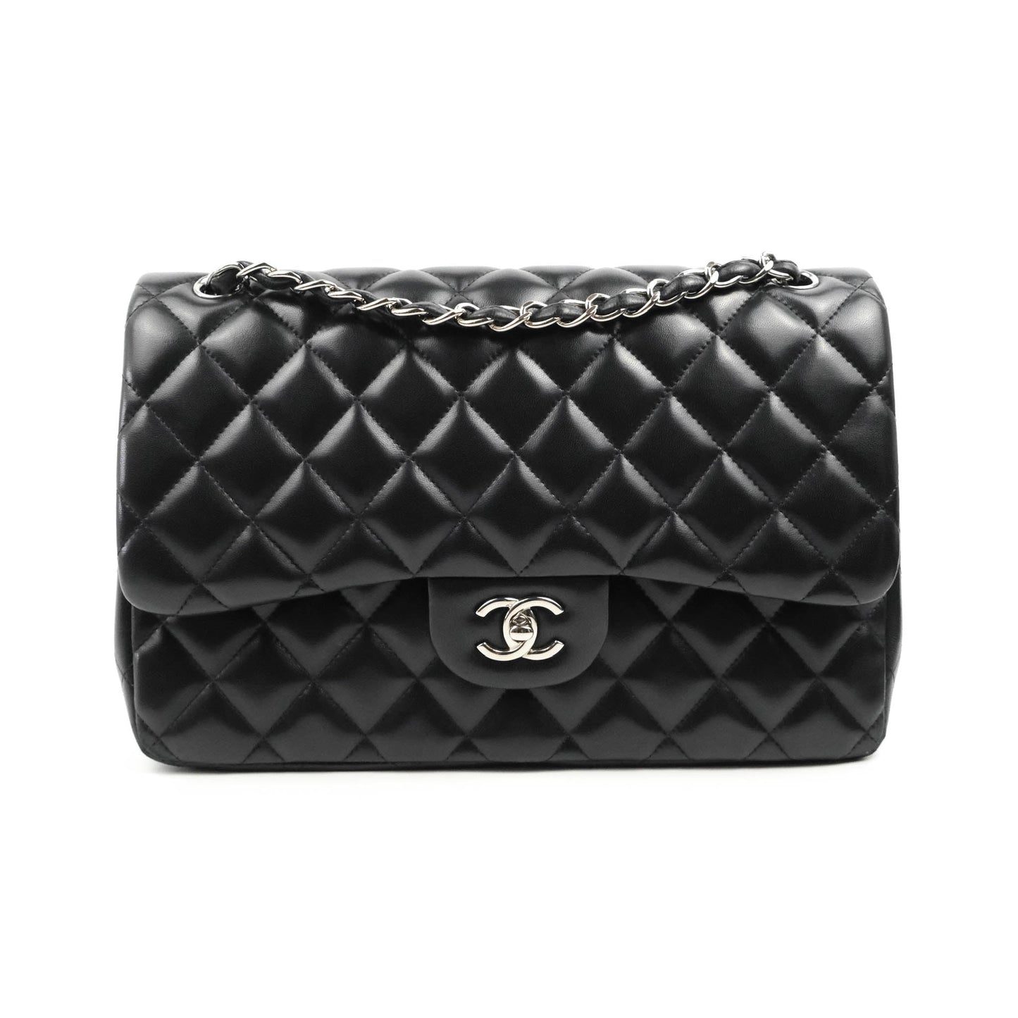 Chanel Jumbo Double Flap Black Lambskin Silver Hardware⁣⁣