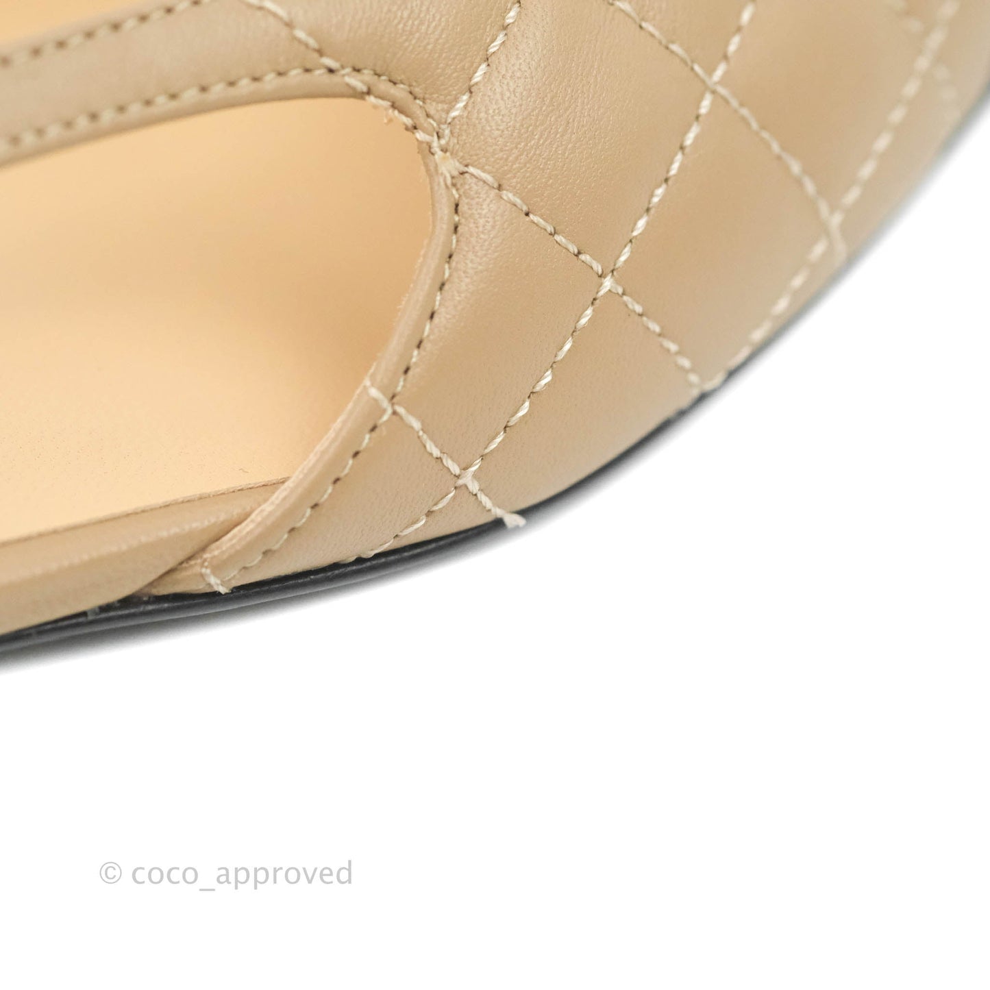 Chanel Patent Calfskin Black & Quilted Beige Lambskin Slingbacks Size 36.5