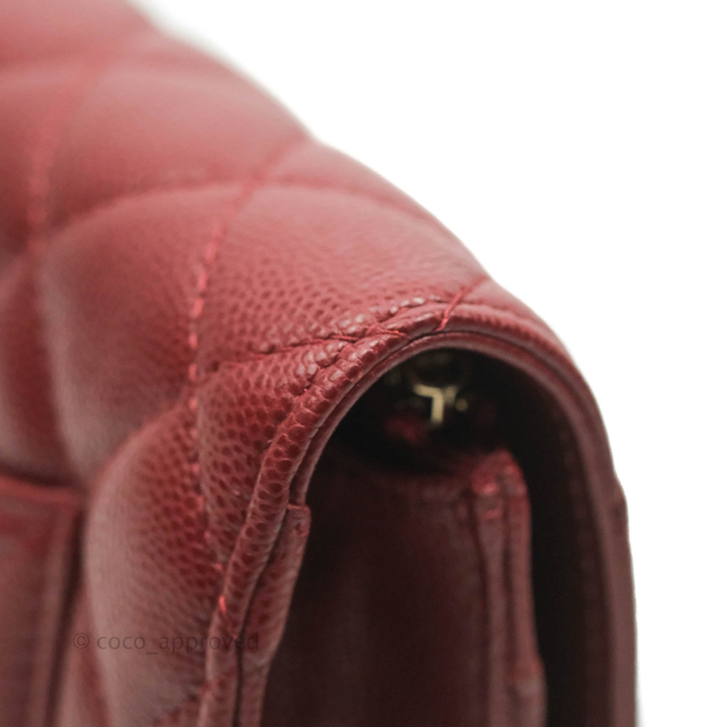 Chanel Quilted Wallet on Chain WOC Burgundy Caviar Gold Hardware