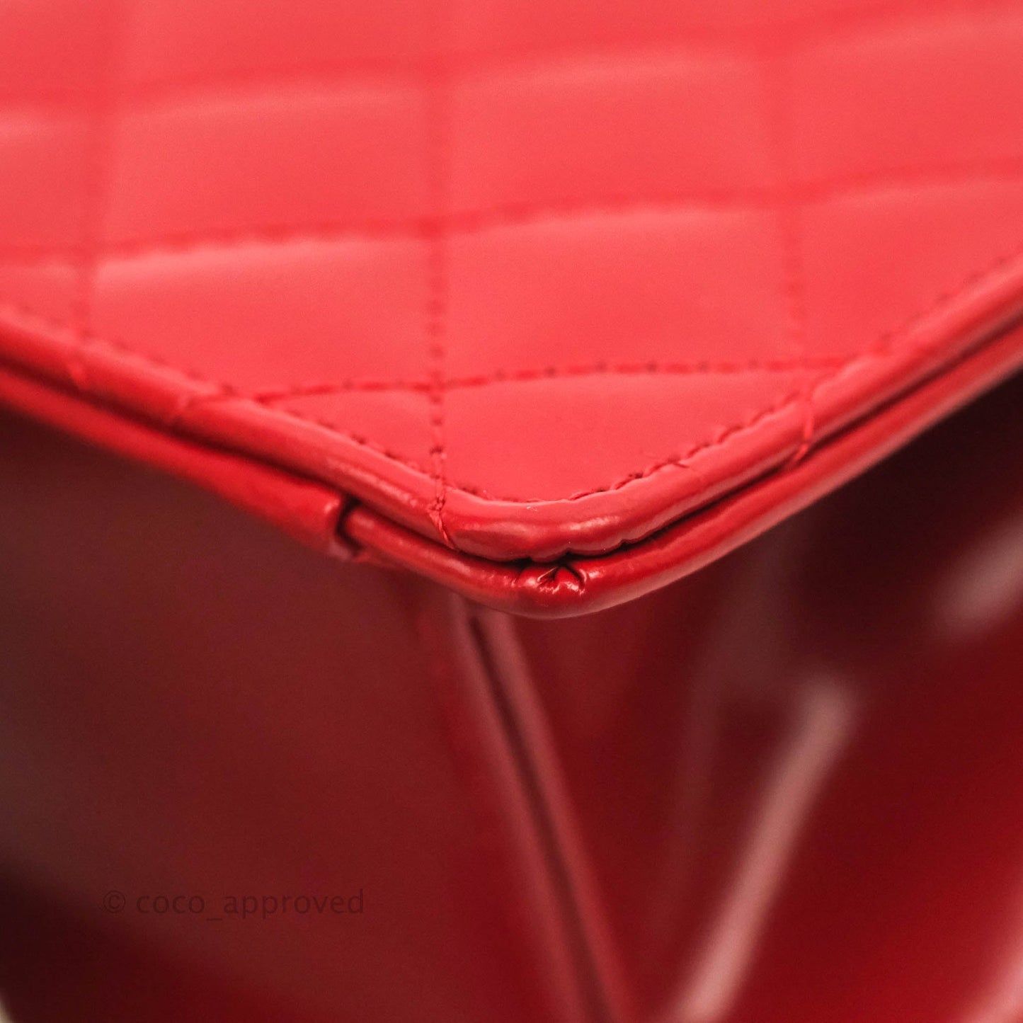 Chanel Flat Quilted Mini Flap Red Box Calfskin Gold Hardware