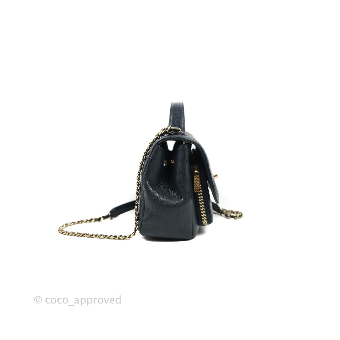Chanel Quilted Small Business Affinity Flap Navy Caviar Gold Hardware