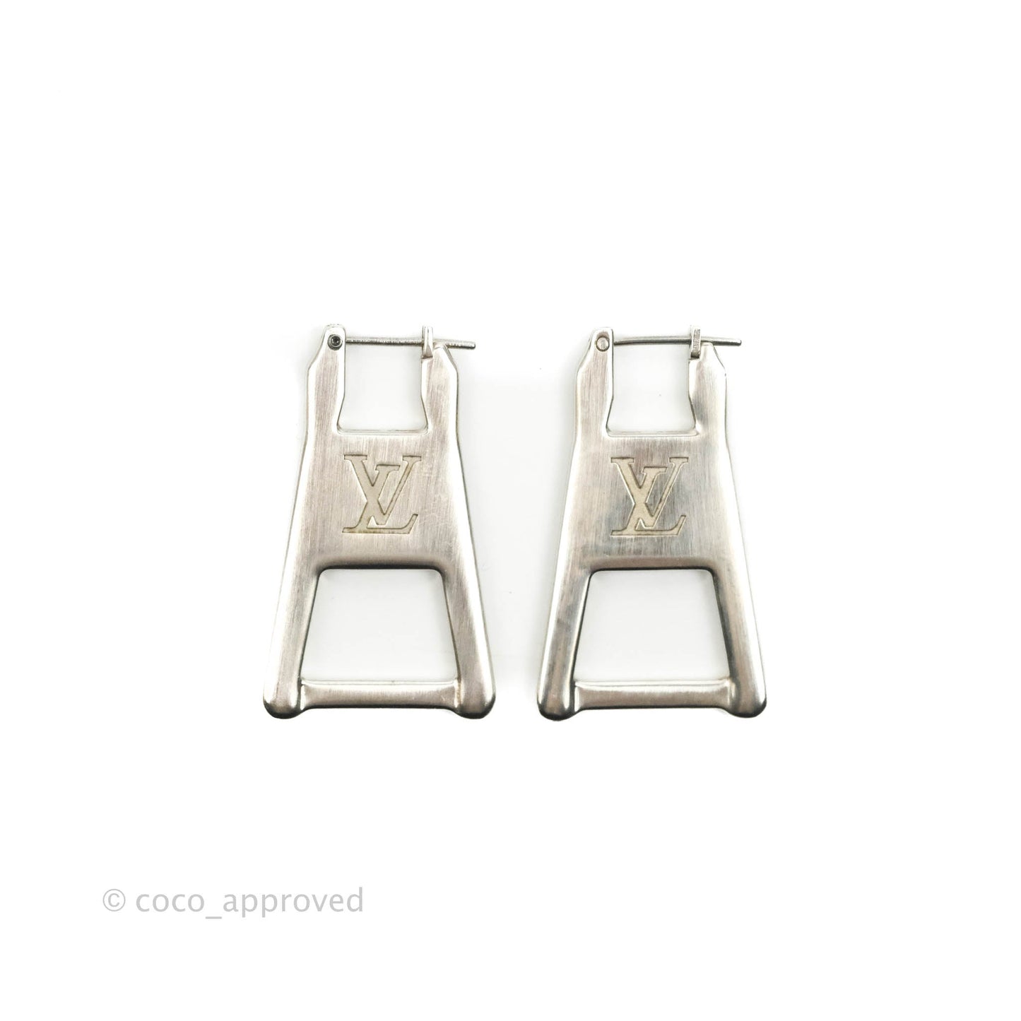 Louis Vuitton Zip Earrings Silver Tone