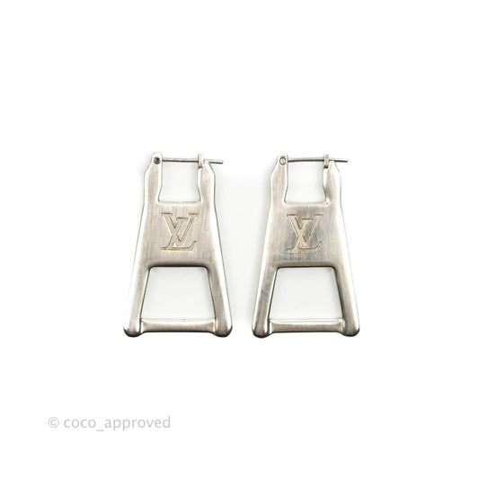 Louis Vuitton Zip Earrings Silver Tone