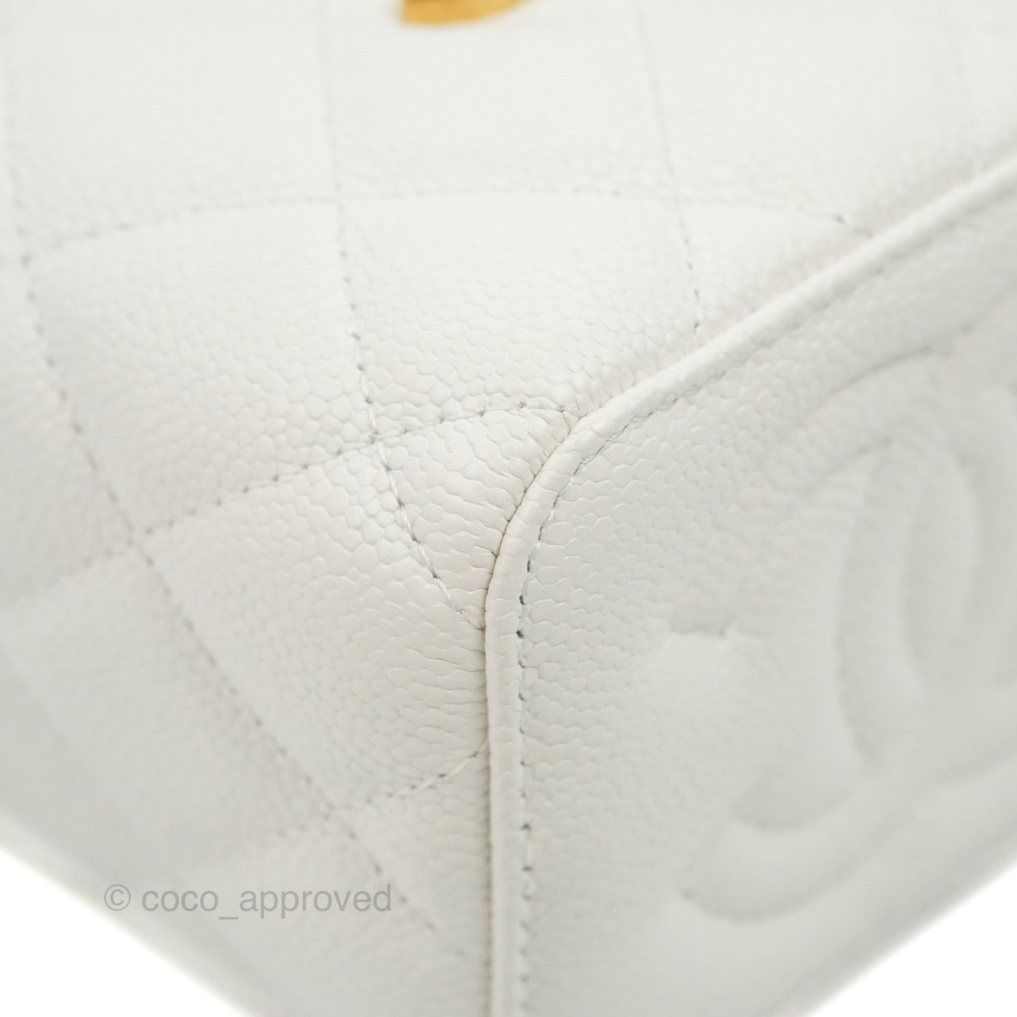 Chanel Quilted Heart Crush Mini Vanity With Chain White Caviar Aged Gold Hardware