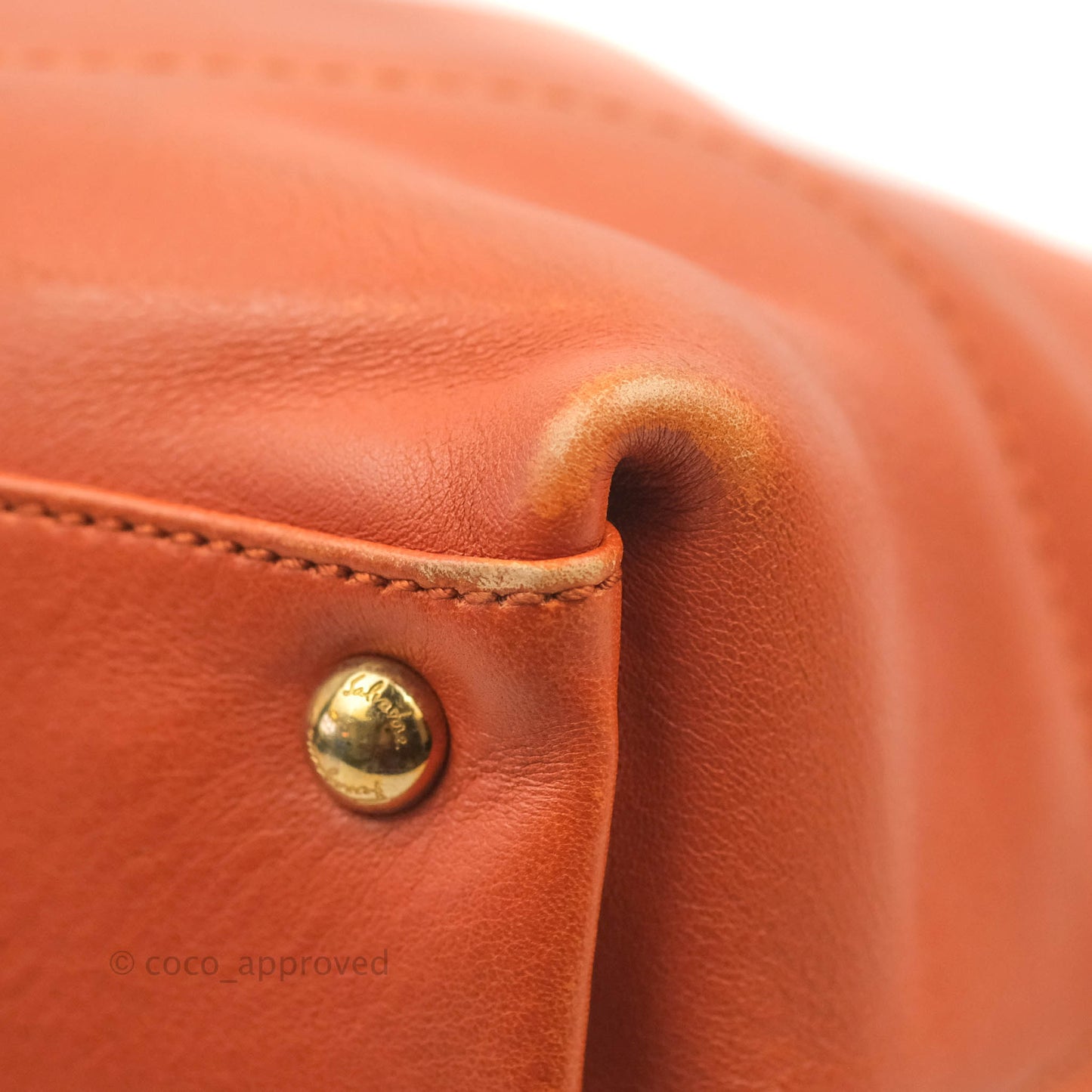 Salvatore Ferragamo Orange Top Handle Bag With Strap