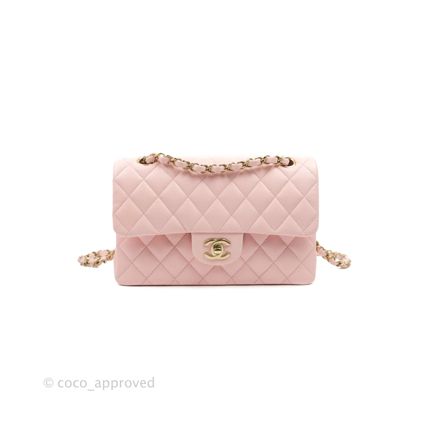 Chanel Classic Small S/M Flap Pink Caviar Gold Hardware 22S