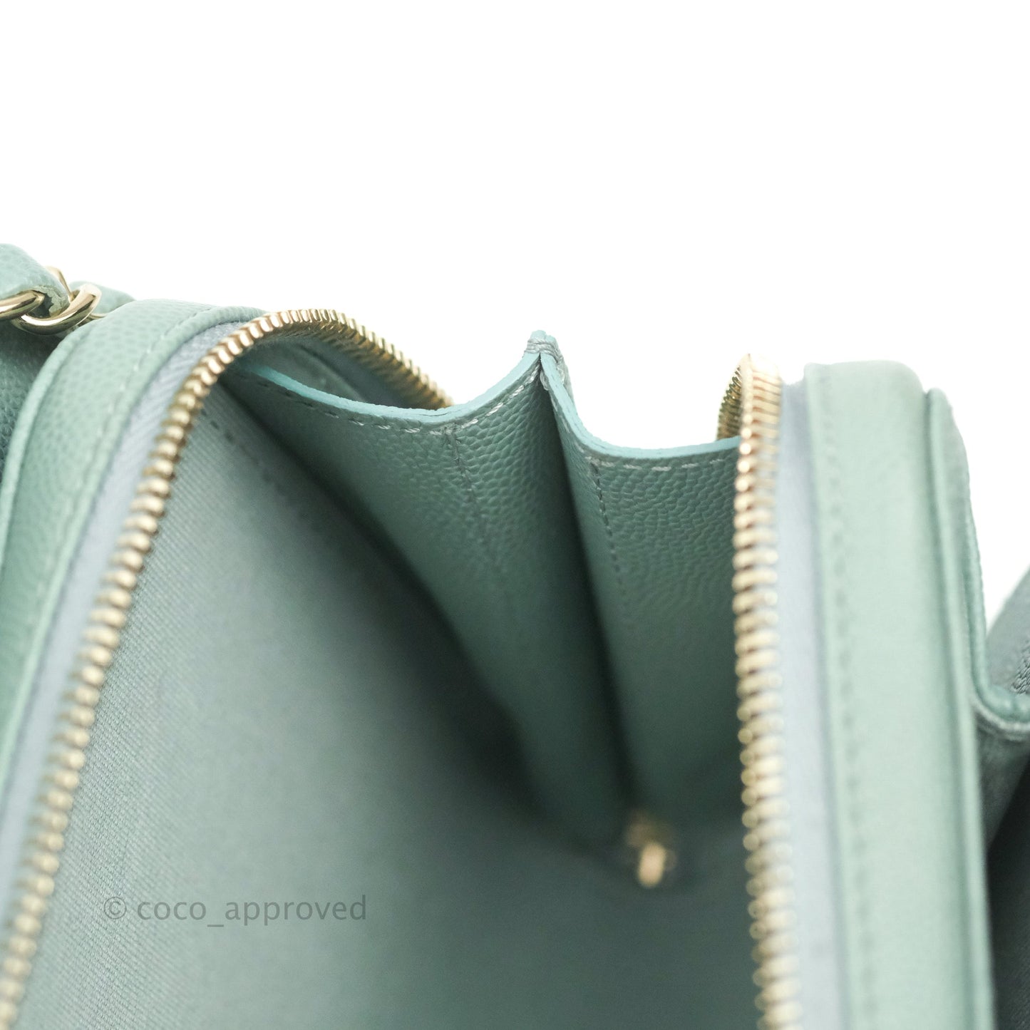 Chanel Quilted Like The Wallet Flap Blue-Greyish Caviar Gold Hardware