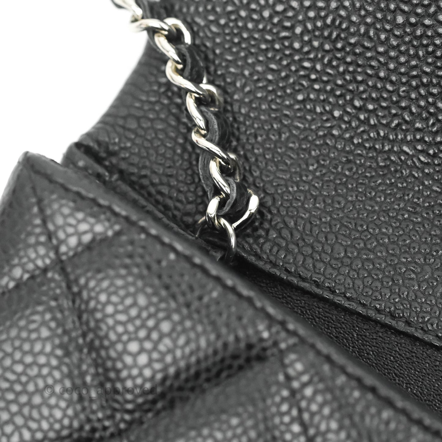 Chanel Quilted Clutch with Chain Black Caviar Silver Hardware