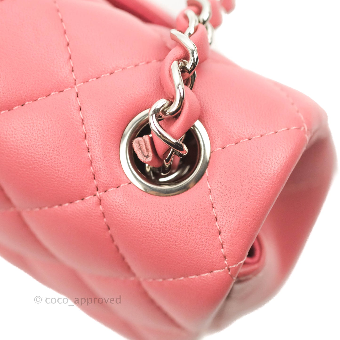 Chanel Quilted Mini Rectangular Flap Pink Lambskin Silver Hardware