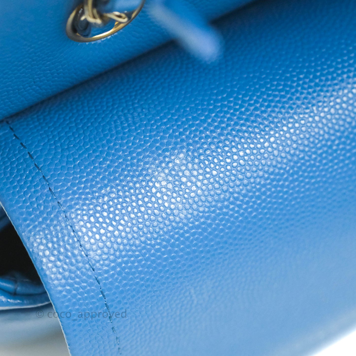 Chanel Classic M/L Medium Flap Quilted Blue Caviar Gold Hardware
