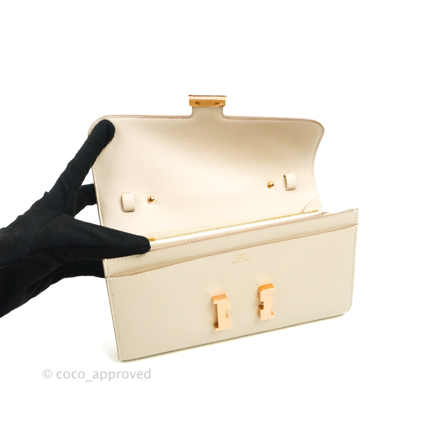 Hermès Constance Long To Go Wallet Craie Epsom Rose Gold Hardware