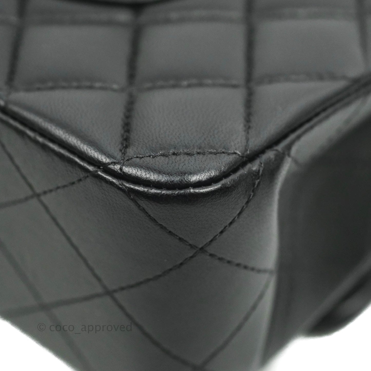 Chanel Classic M/L Medium Flap Quilted Black Lambskin Silver Hardware