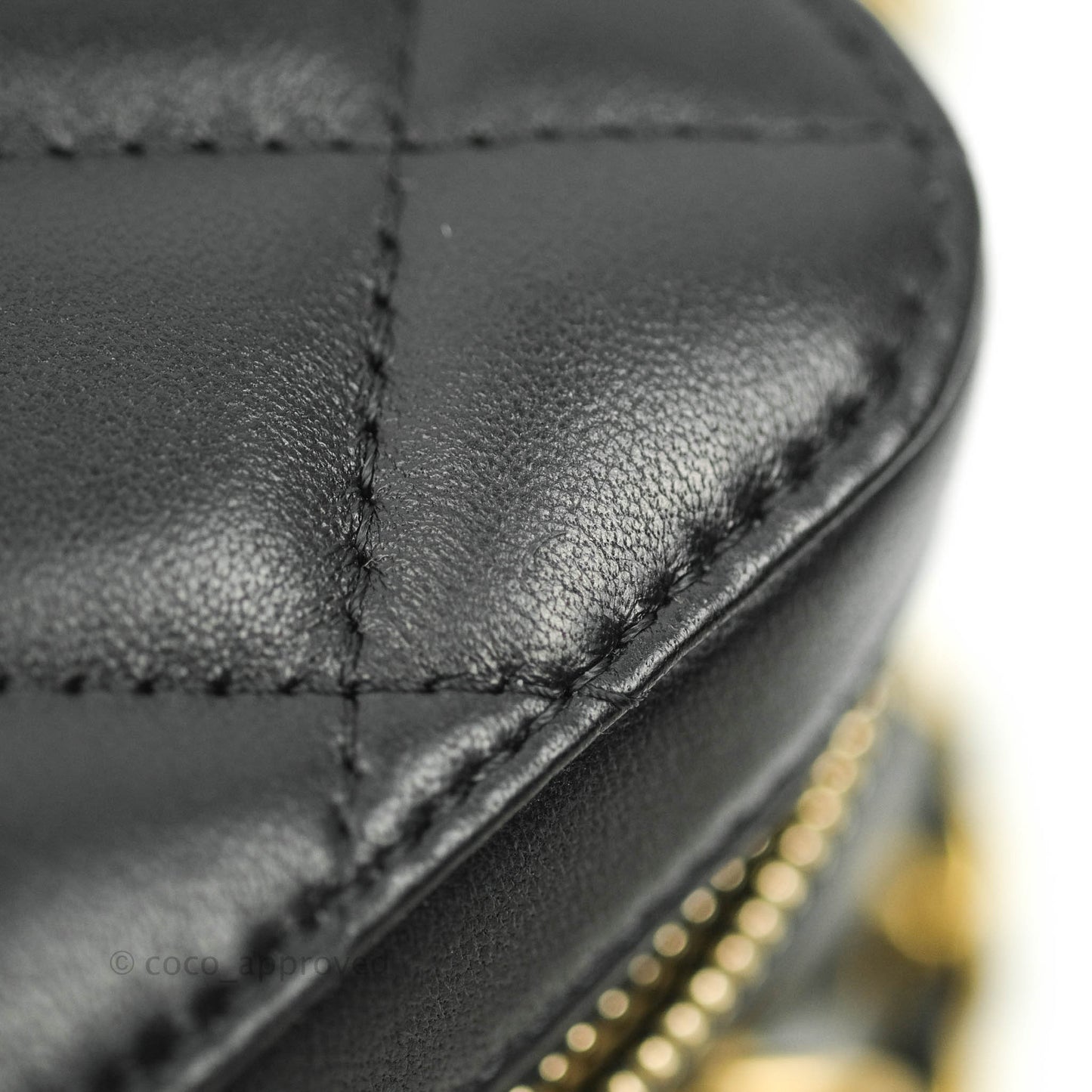 Chanel Mini Pearl Crush Quilted Camera Case Black Lambskin Aged Gold Hardware