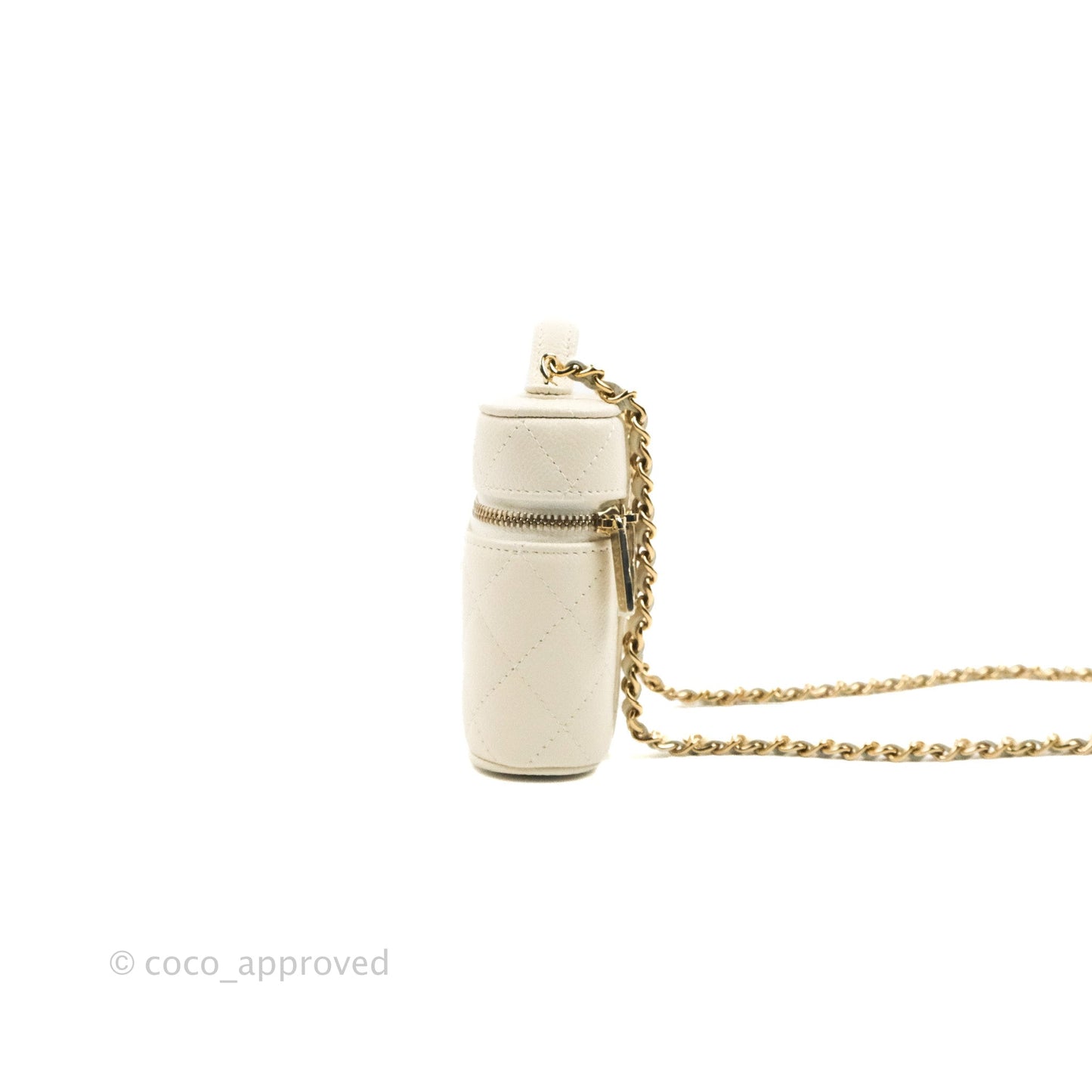 Chanel Quilted Small Handle With Care Vanity Case With Chain Ivory Caviar Gold Hardware