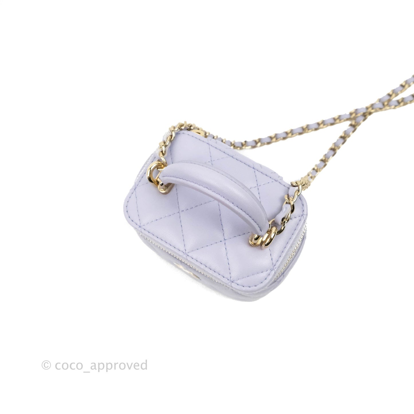 Chanel Mini Top Handle Vanity With Chain Lilac Lambskin Gold Hardware