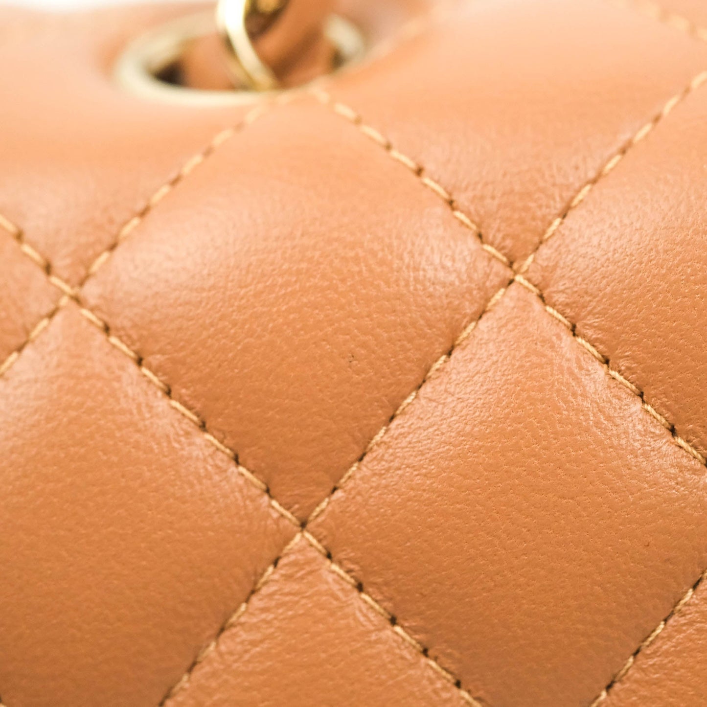 Chanel Quilted Mini Rectangular Flap Caramel Lambskin Gold Hardware 22S