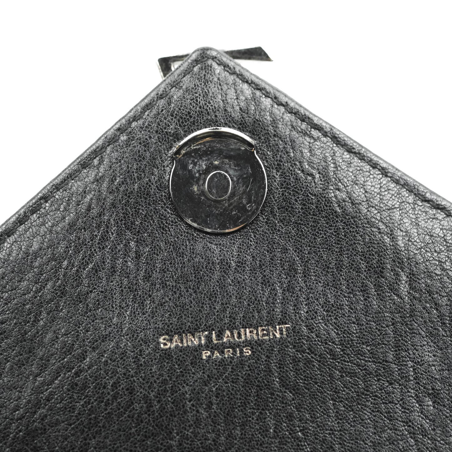 Saint Laurent Chevron Large College Black Chain Bag Ruthenium Hardware