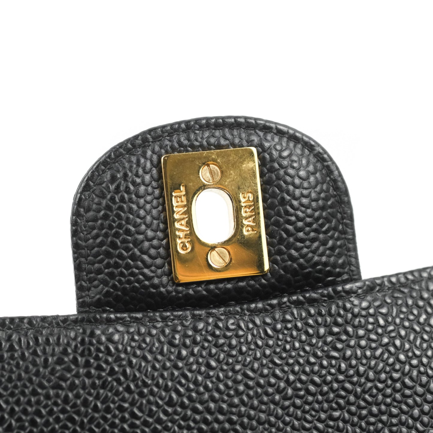 Chanel Classic M/L Medium Flap Quilted Black Caviar Gold Hardware