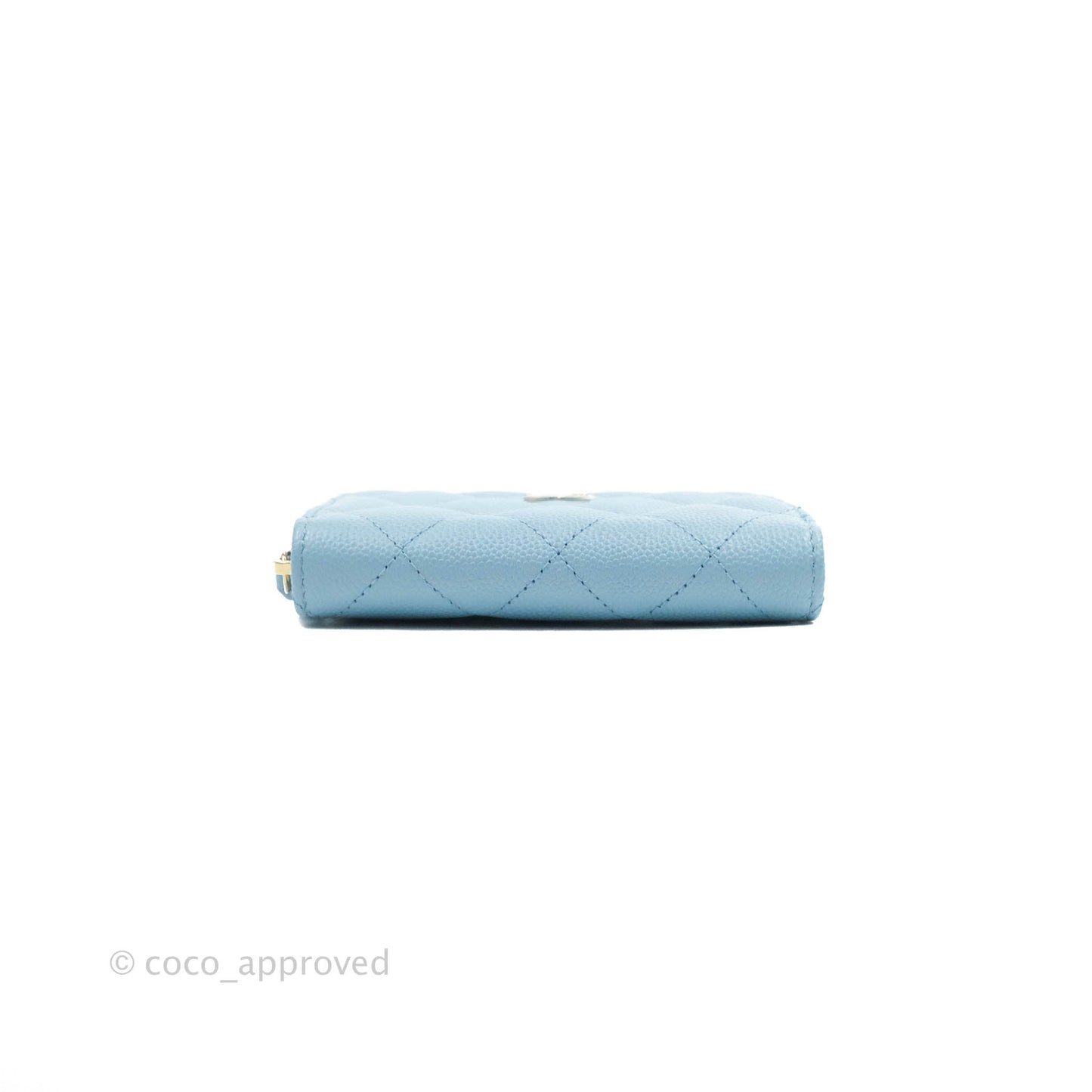 Chanel Classic Zipped Coin Purse Light Blue Caviar Gold Hardware