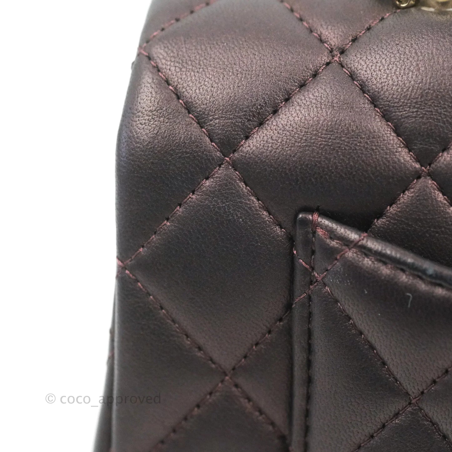 Chanel Top Handle Mini Rectangular Flap Bag Dark Purple Lambskin Gold Hardware