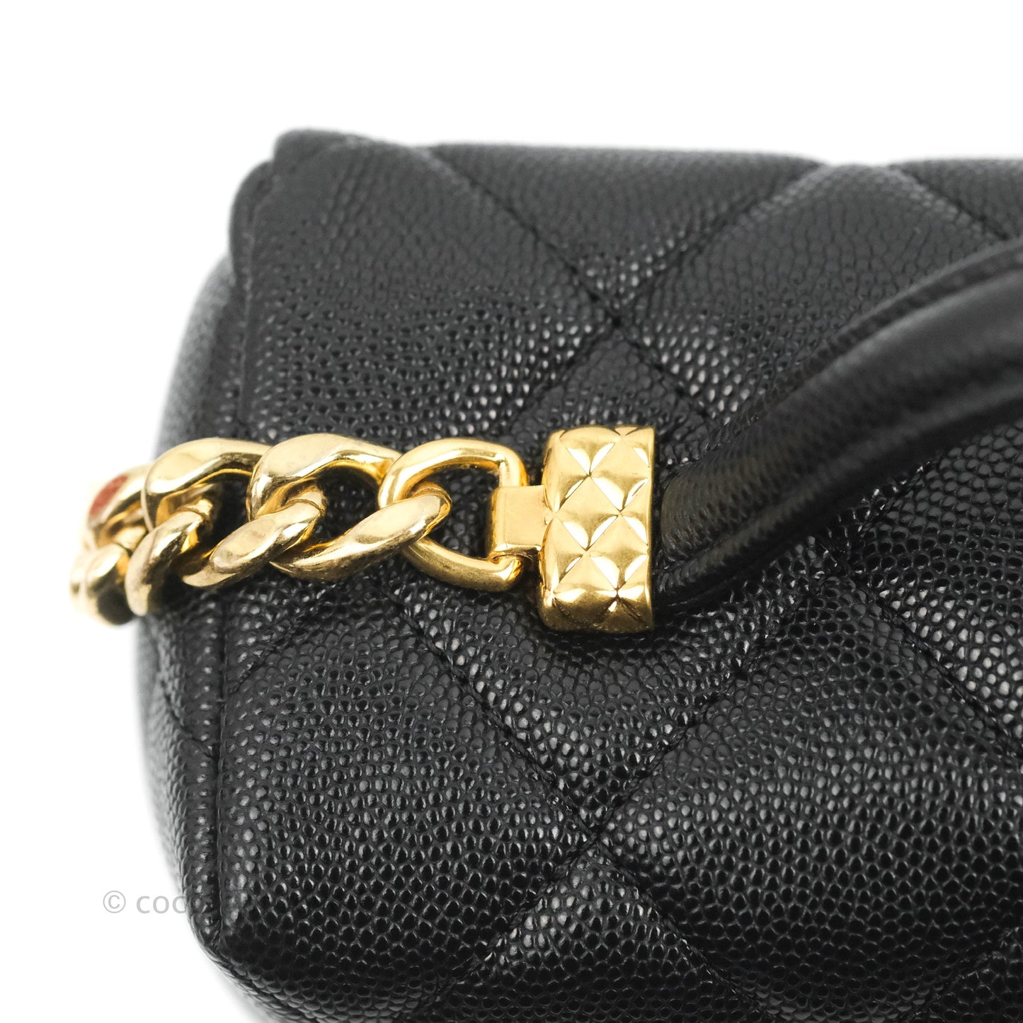 Chanel Small Vanity Flap Bag With Handle Black Caviar Gold Hardware 23C