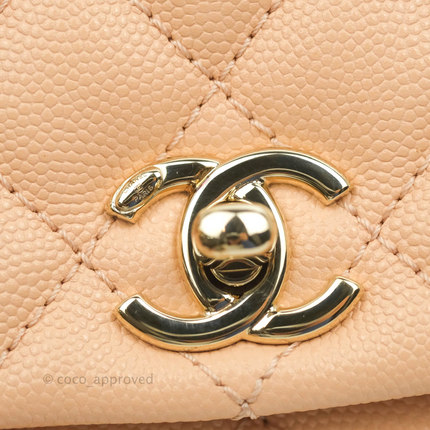 Chanel Mini Coco Handle Quilted Light Beige Pink Caviar Gold Hardware