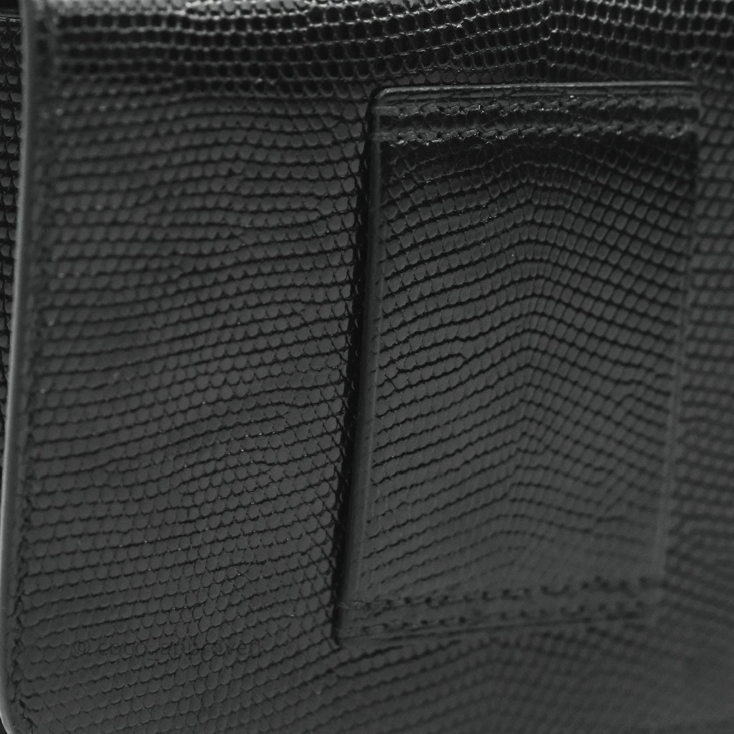 Hermès Constance Slim Wallet Black Lizard Leather Rose Gold Hardware