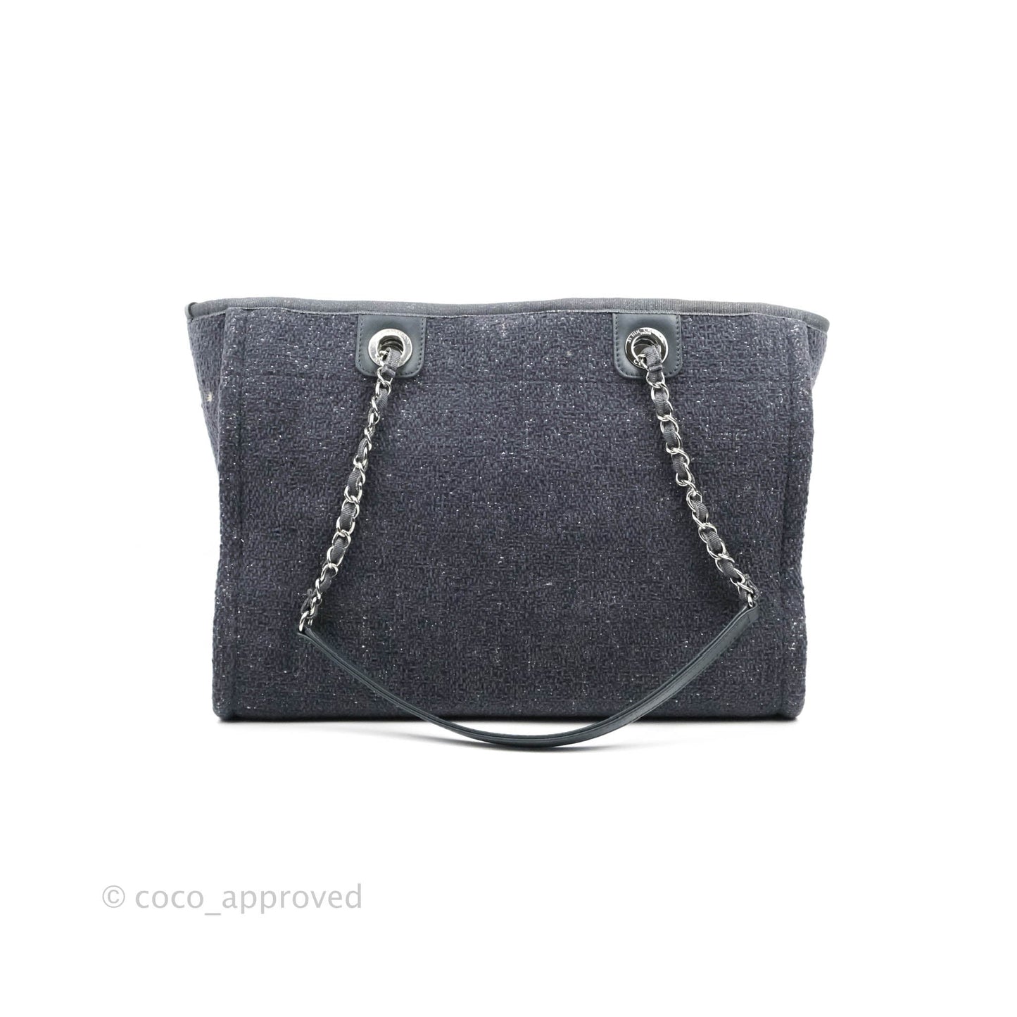 Chanel Medium Deauville Grey Glitter Lurex Tote Bag