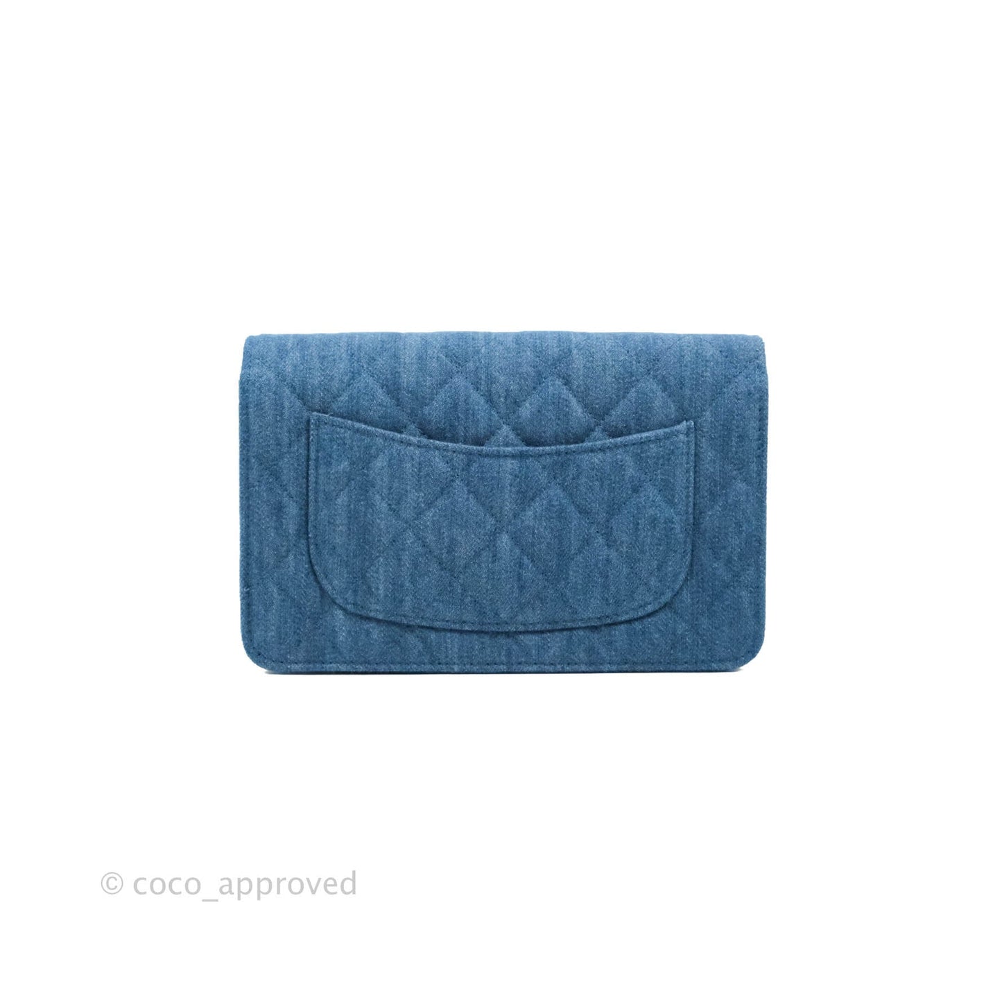 Chanel Quilted Pearl Crush Wallet on Chain WOC Denim Aged Gold Hardware