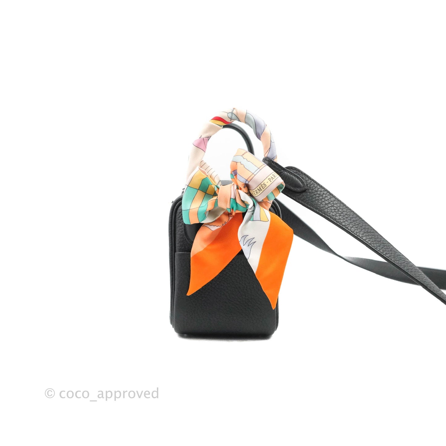 Hermès Mini Lindy 20 Taurillon Clemence Black Palladium Hardware With Twilly
