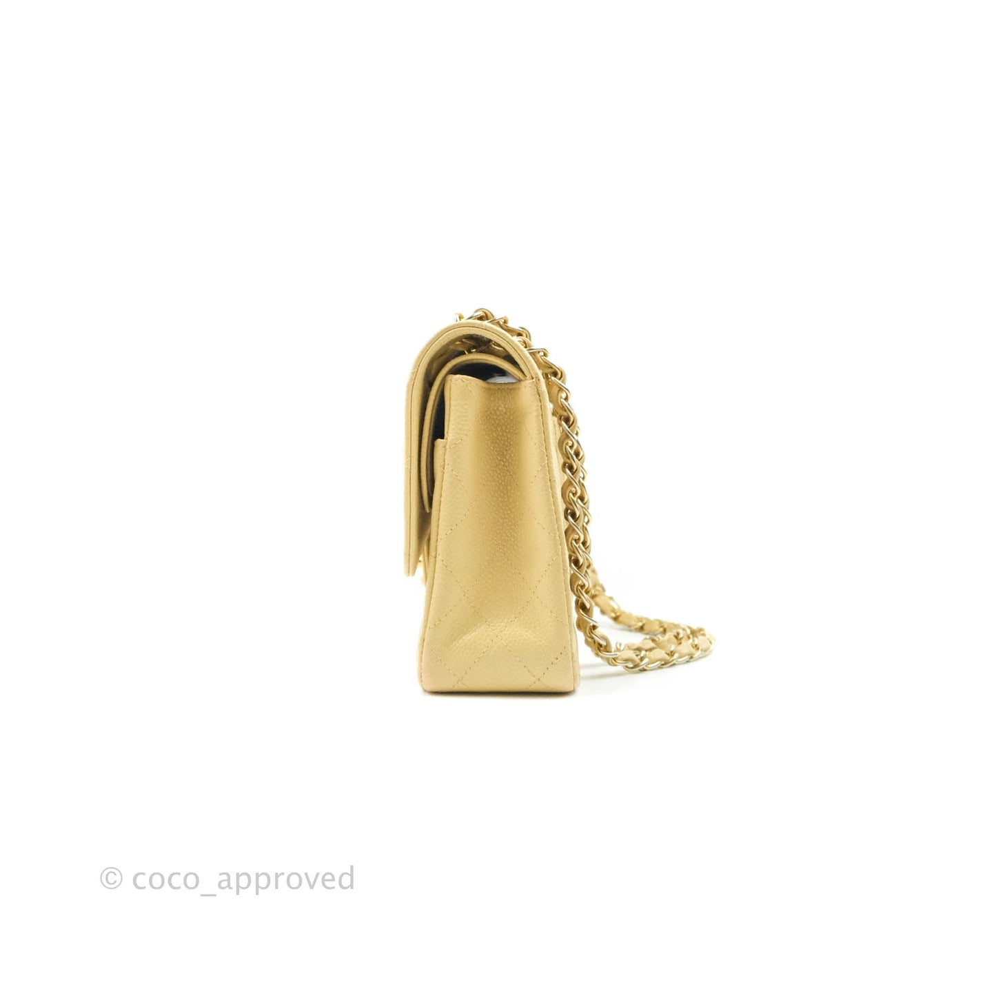 Chanel Vintage Classic M/L Medium Double Flap Bag Beige Caviar 24K Gold Hardware