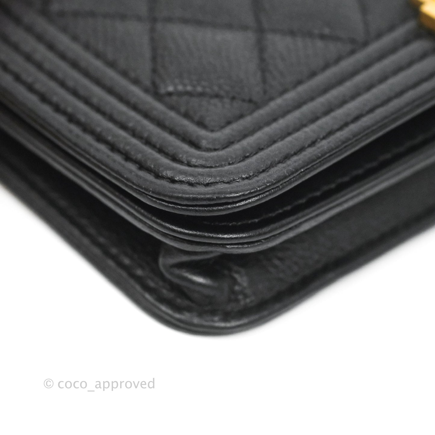 Chanel Mini Boy WOC Black Caviar Aged Gold Hardware