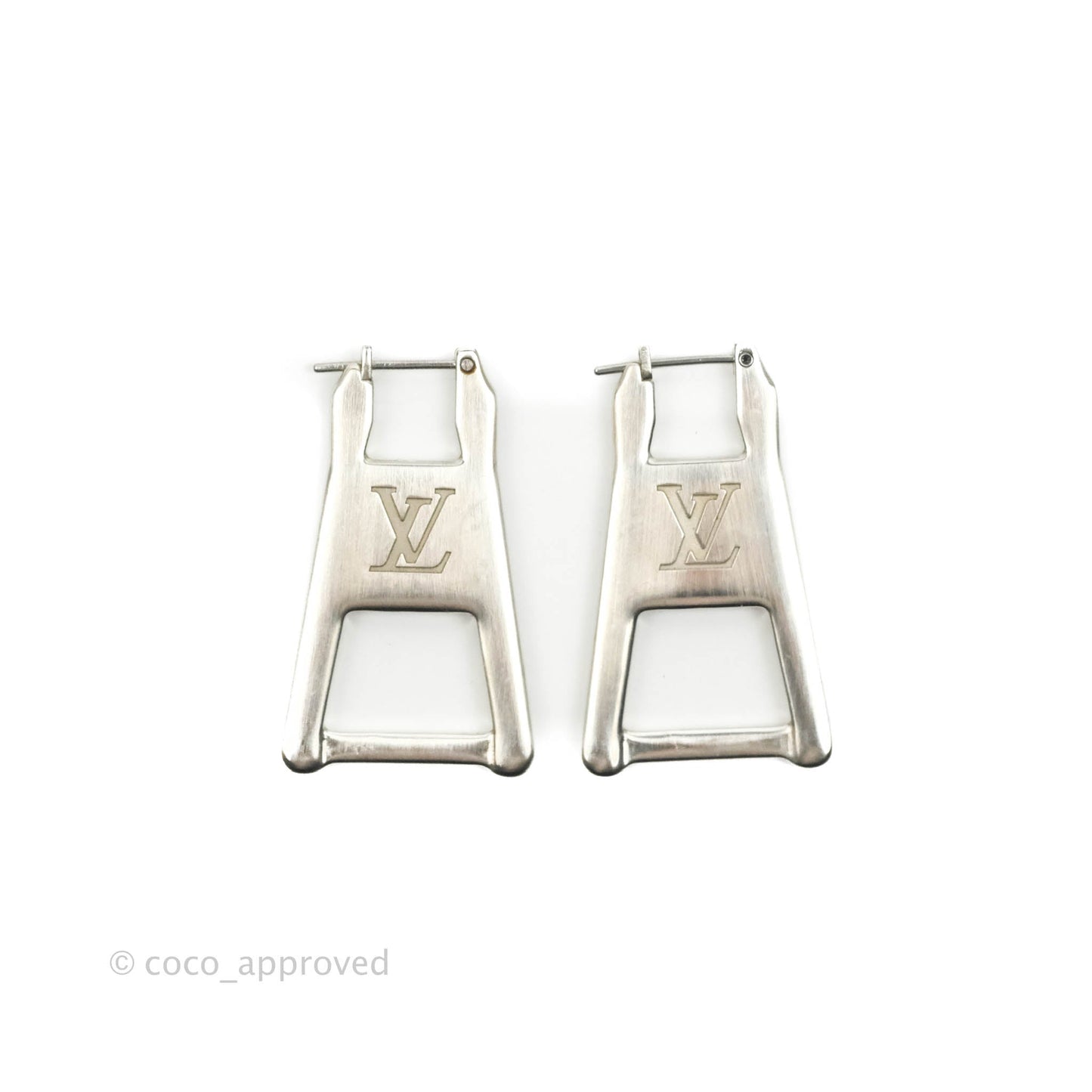 Louis Vuitton Zip Earrings Silver Tone