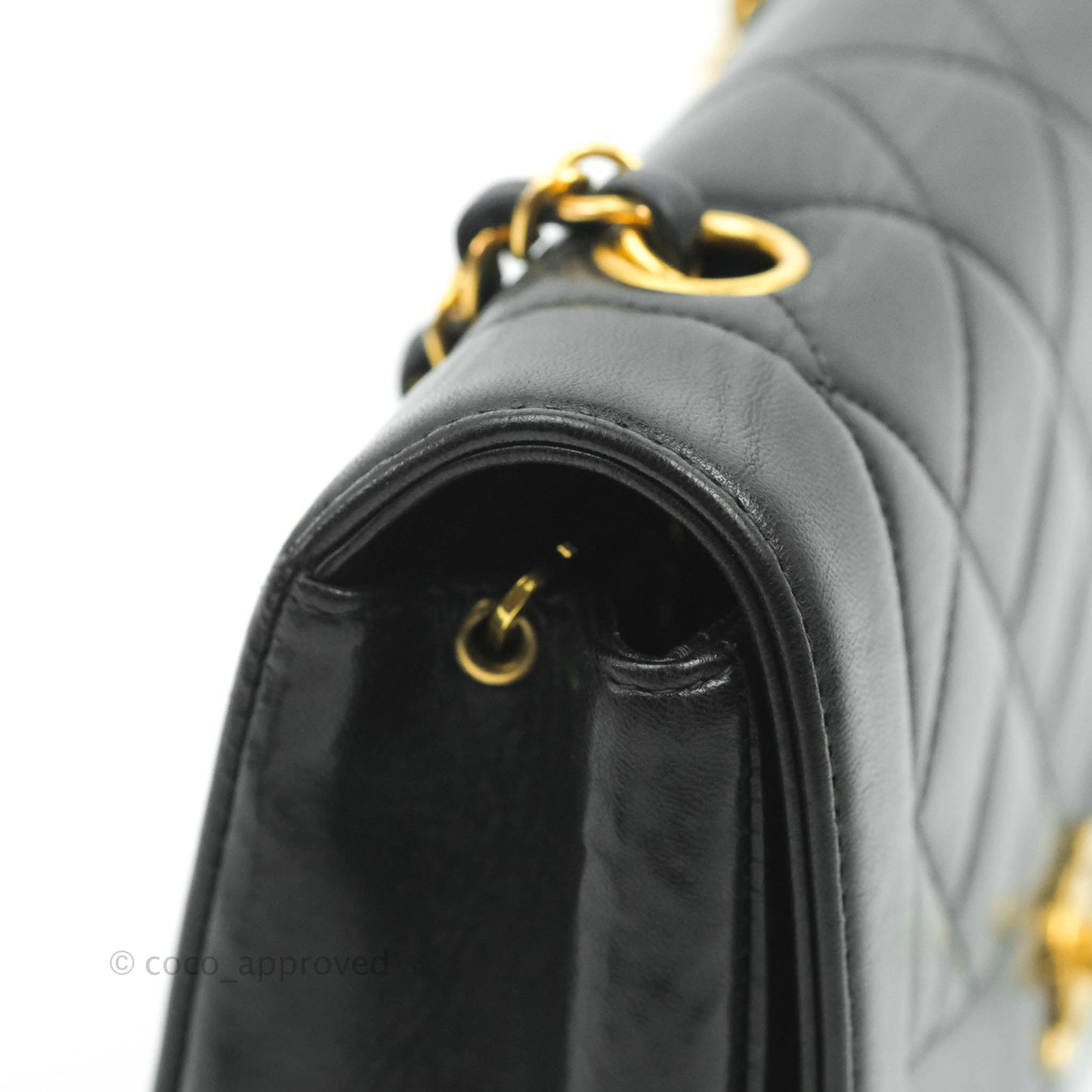 Chanel Black Quilted Lambskin Small Vintage Classic Diana Flap 24K Gold Hardware