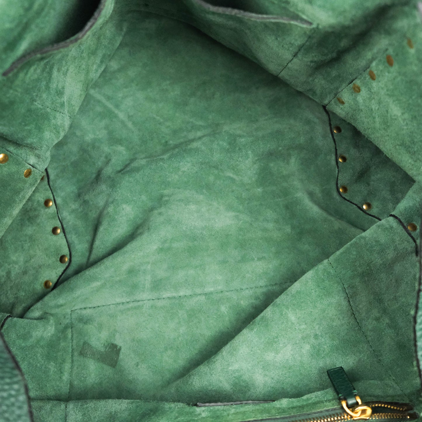 Valentino Large Gryphon Stud Tote Green Grained leather