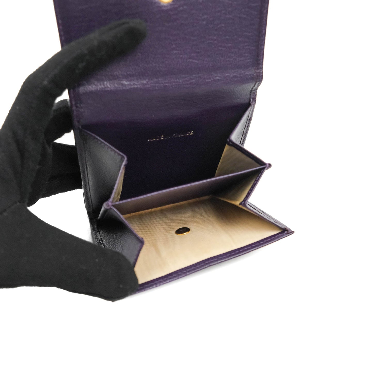 Chanel Vintage CC Tri-fold Short Wallet Purple Gold Hardware