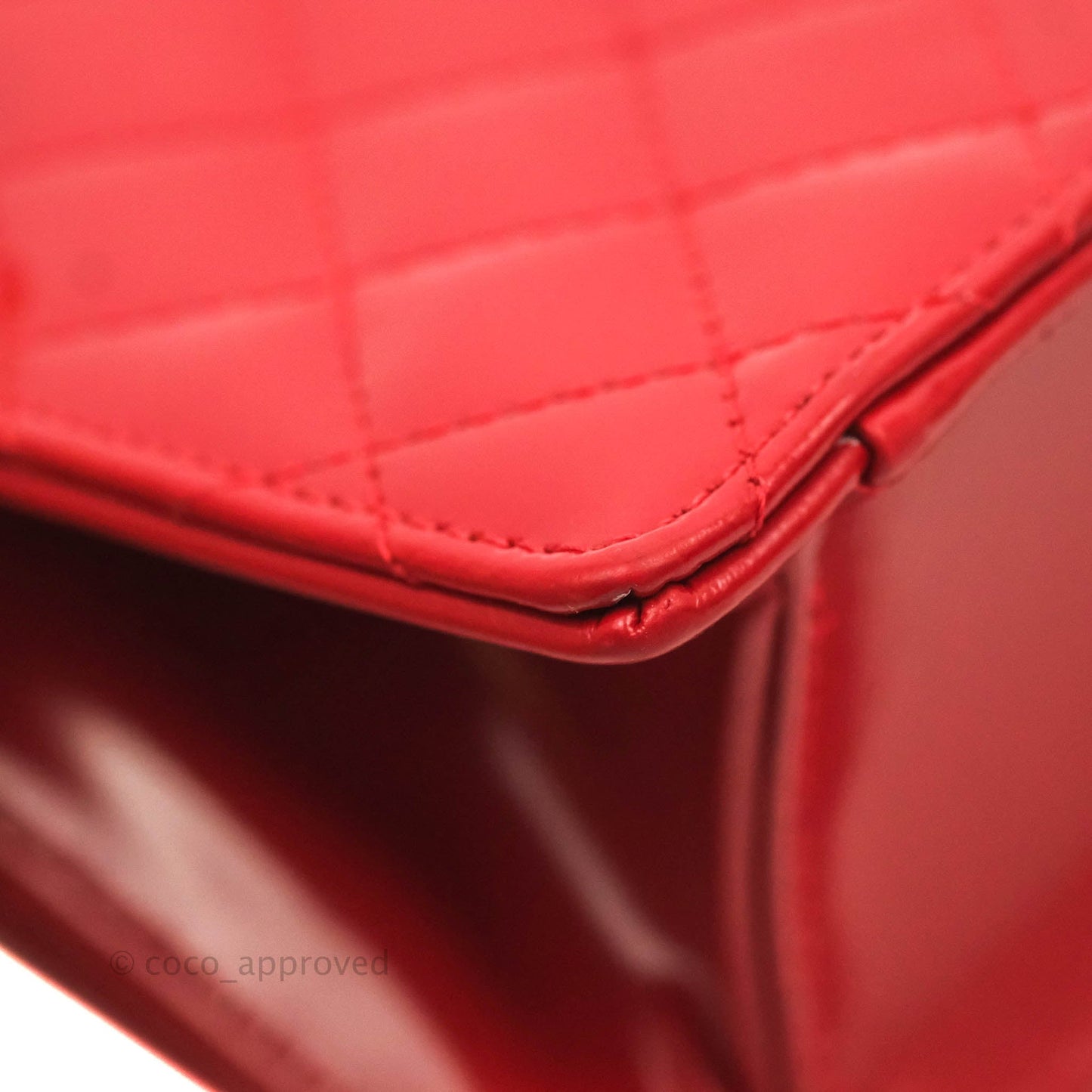 Chanel Flat Quilted Mini Flap Red Box Calfskin Gold Hardware