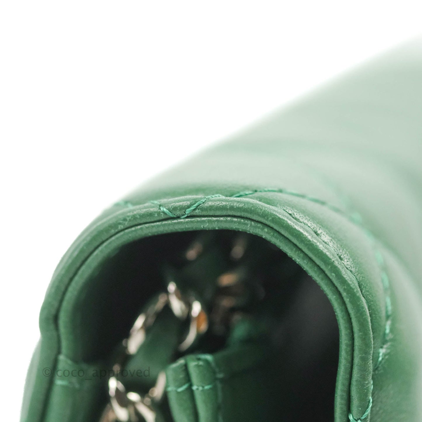 Chanel Quilted Classic Wallet on Chain WOC Green Lambskin Silver Hardware