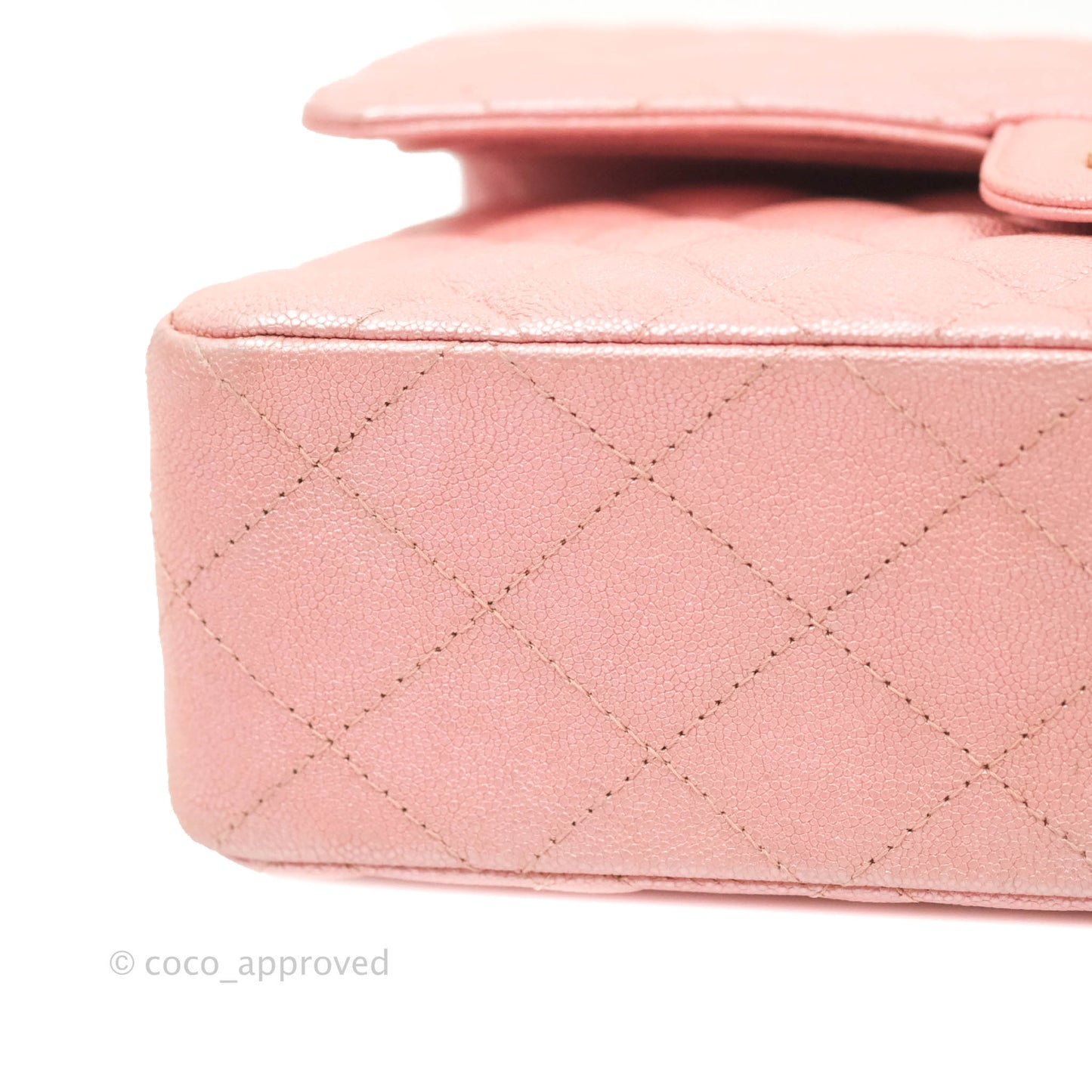 Chanel Small Classic Quilted Flap Iridescent Pink Caviar Gold Hardware 19S