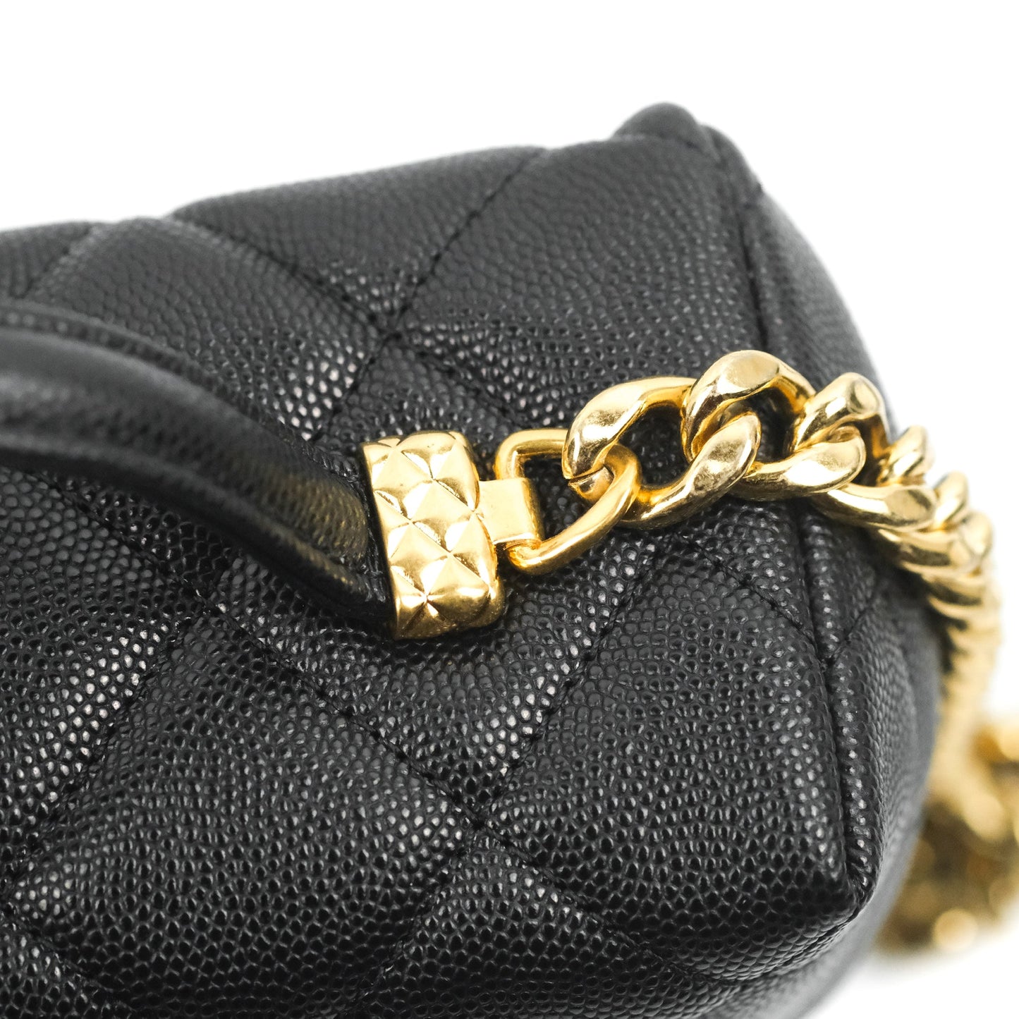 Chanel Small Vanity Flap Bag With Handle Black Caviar Gold Hardware 23C