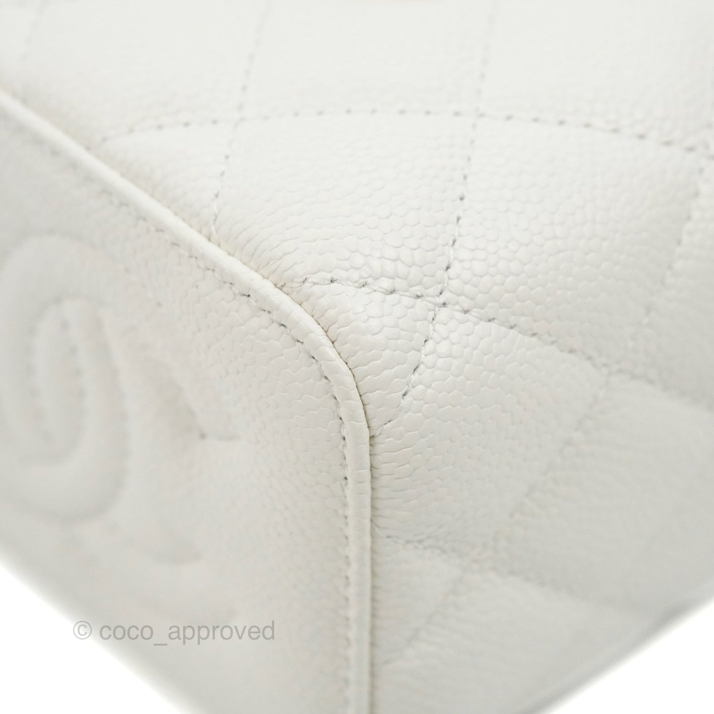 Chanel Quilted Heart Crush Mini Vanity With Chain White Caviar Aged Gold Hardware