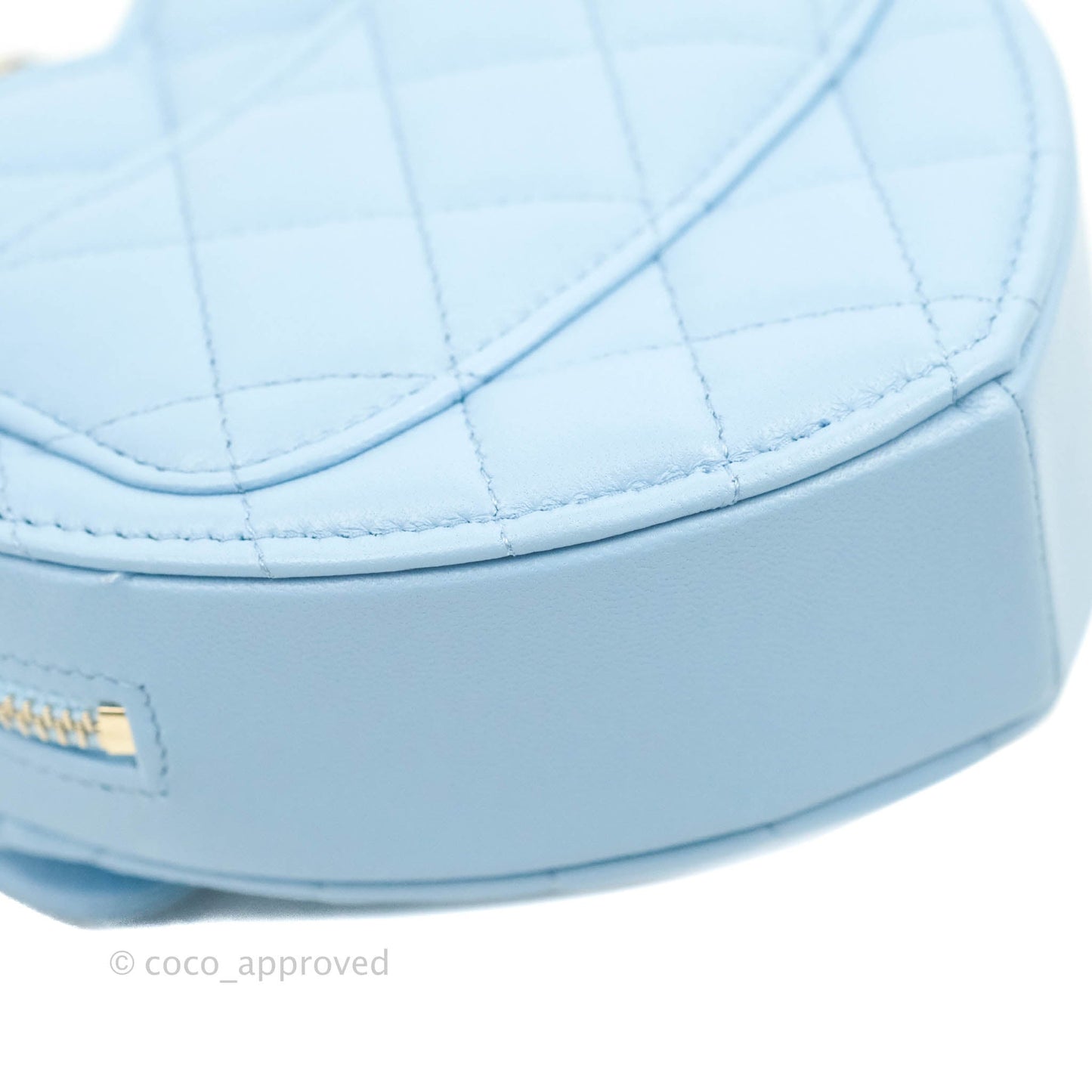 Chanel Small Heart Bag Blue Lambskin Gold Hardware 22S