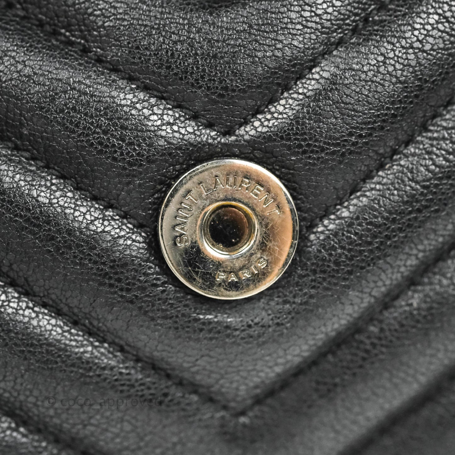 Saint Laurent Chevron Large College Black Chain Bag Ruthenium Hardware