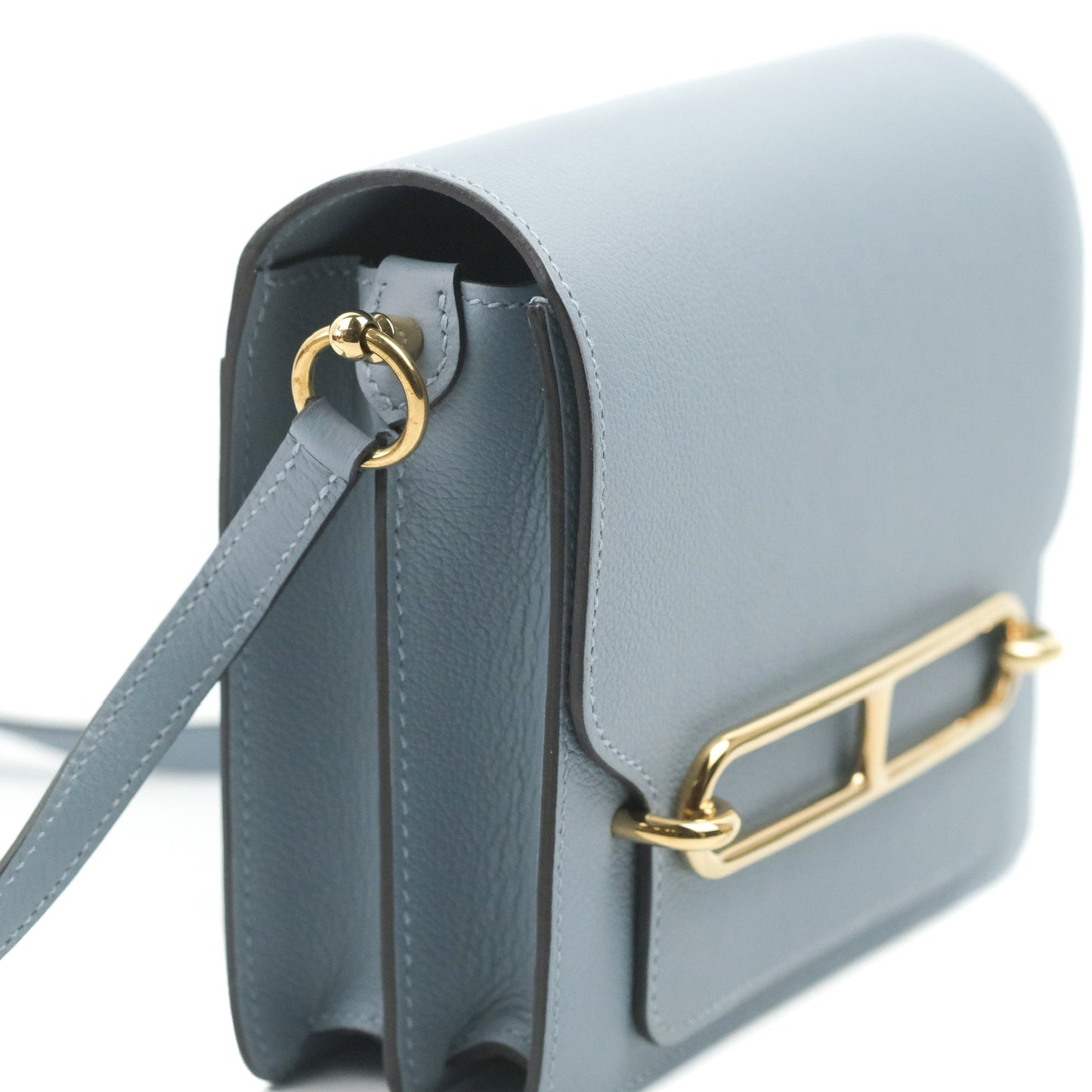 Hermès Roulis Mini 18 Bleu Lin Evercolor Gold Hardware