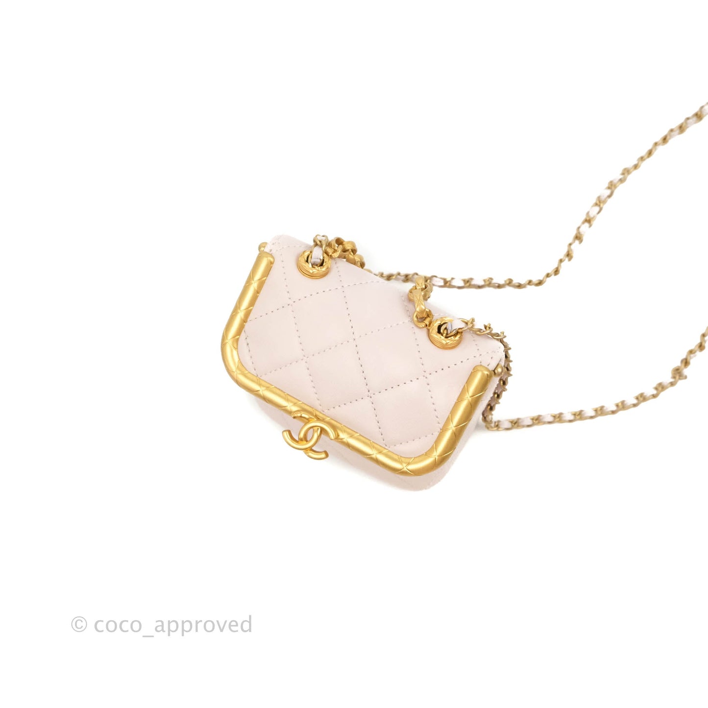 Chanel Kiss Lock Mini Vanity Pink Lambskin Gold Hardware