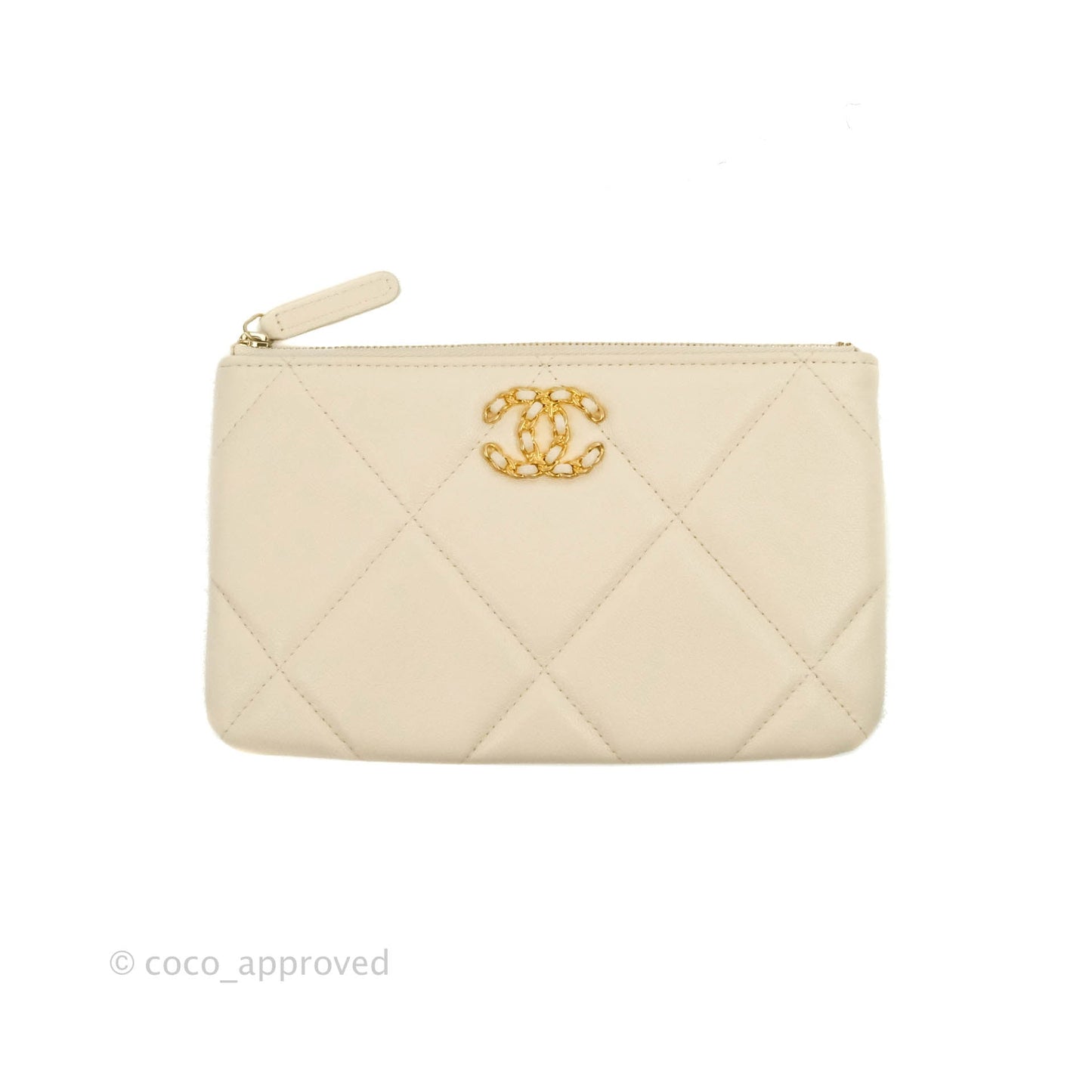 Chanel 19 Small Pouch Beige Lambskin Gold Hardware