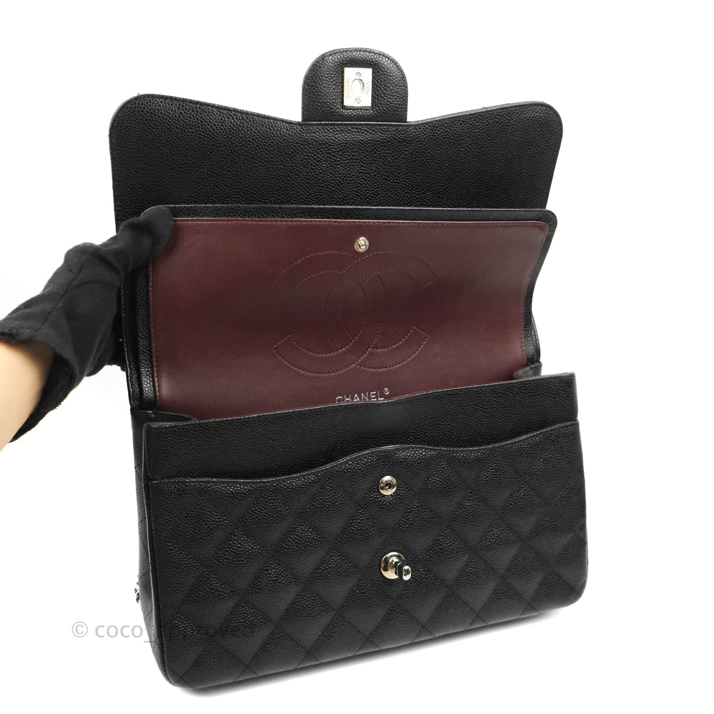 Chanel Jumbo Double Flap Black Caviar Silver Hardware⁣⁣