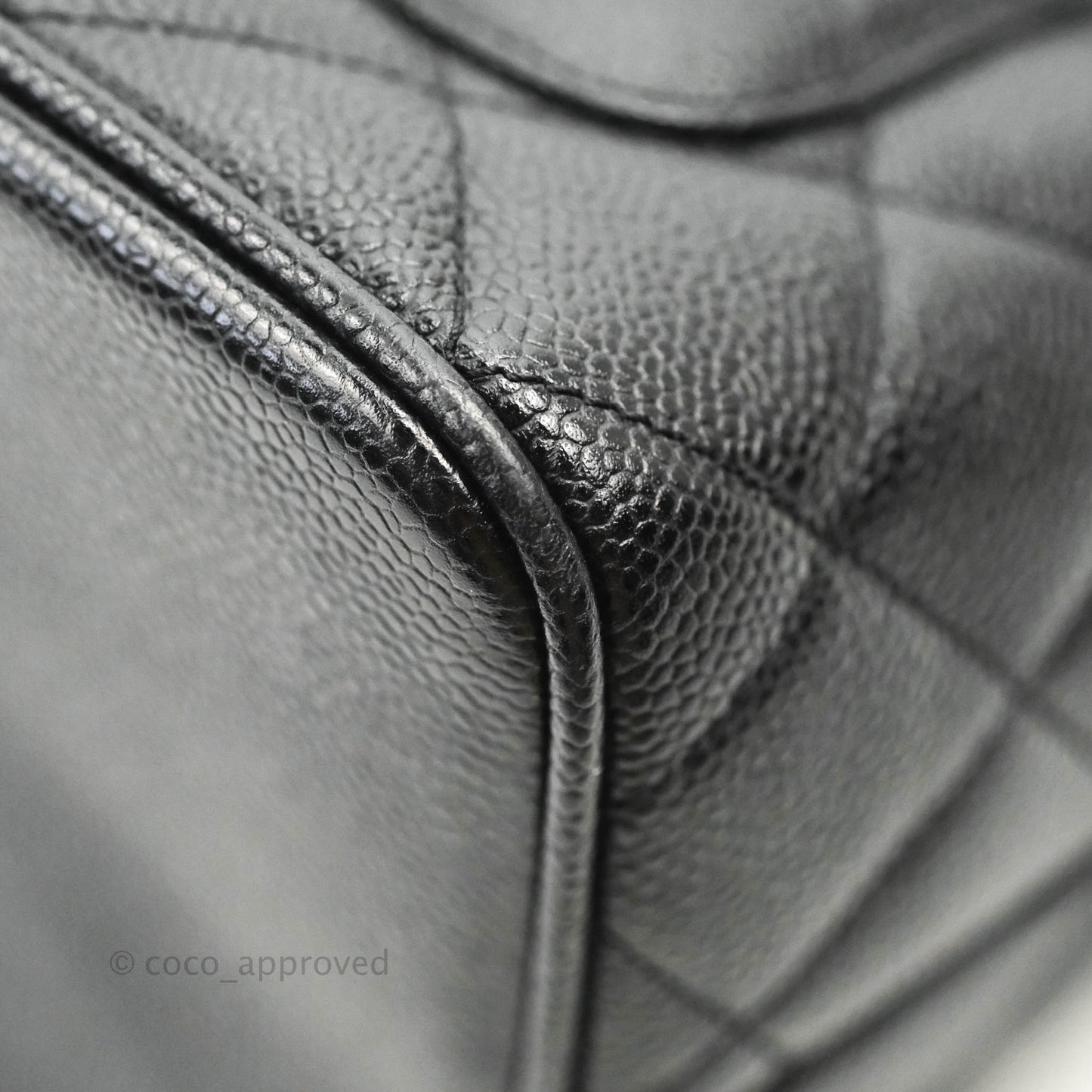 Chanel Medallion Vintage CC Black Caviar Tote Bag Silver Hardware